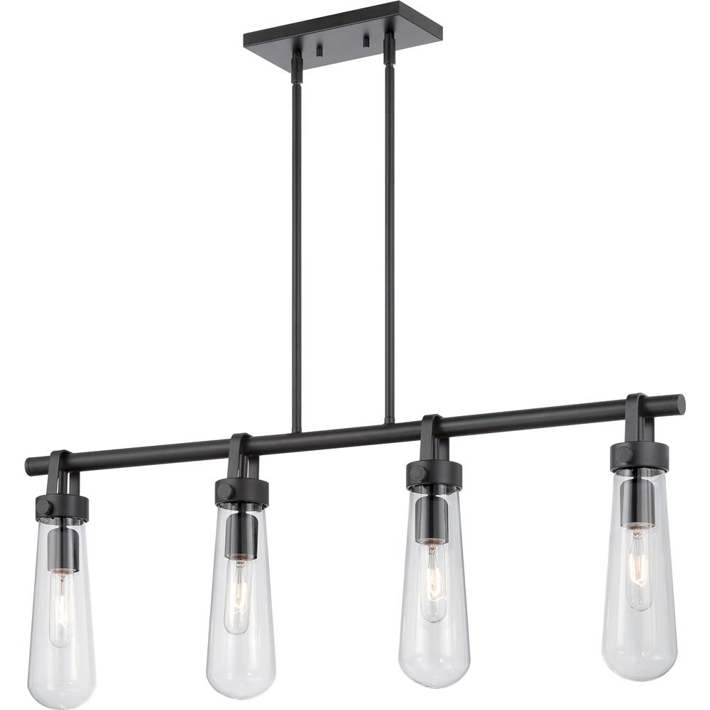 Nuvo Lighting 60/5365  Beaker - 4 Light Trestle Fixture with Clear Glass - Vintage Lamps Included in Aged Bronze Finish